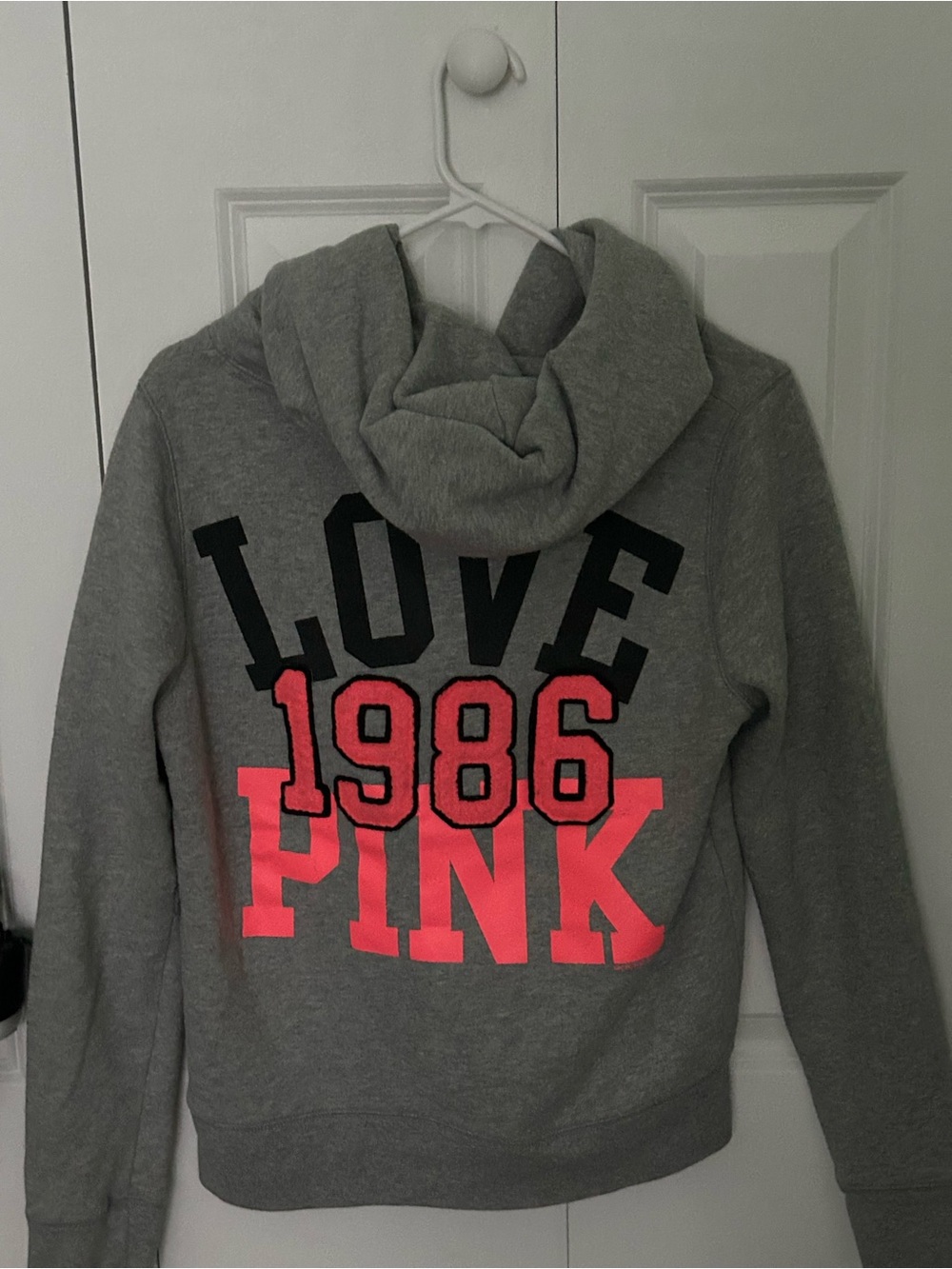 PINK Grey Hoodie with Neon Pink & Black Graphics